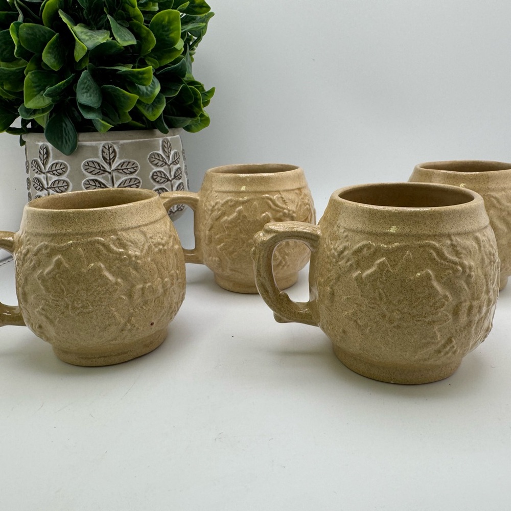 Cottagecore Ceramic Mug Set • Earthy Boho Kitchen Decor • Handmade-Style Pottery